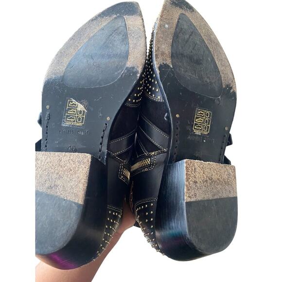 Anine Bing Penny Gold Studded Ankle Booties EU 40 Womens Boots Western Buckle - Picture 11 of 11